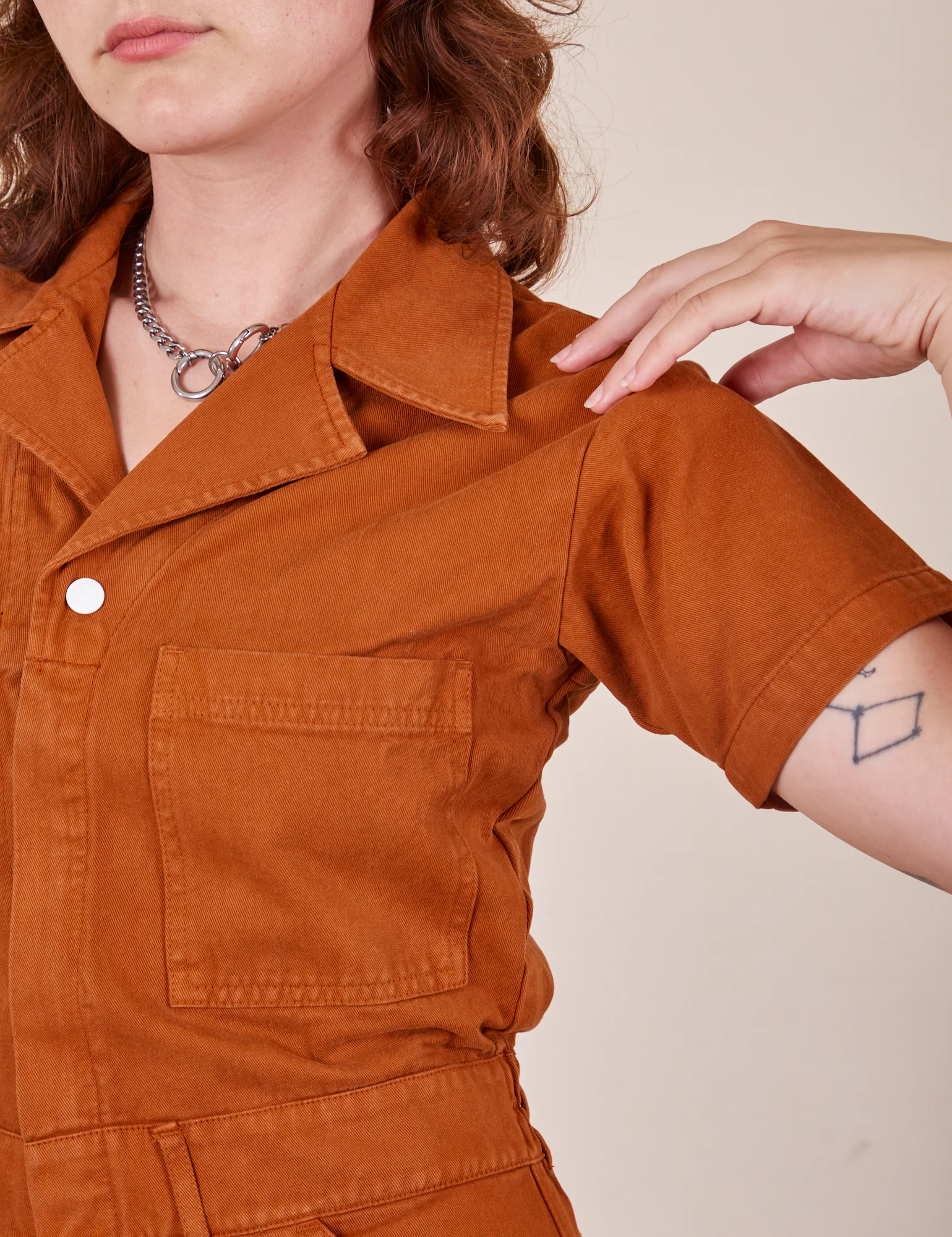 Short Sleeve Jumpsuit - Burnt Terracotta *FINAL SALE* - Image 3