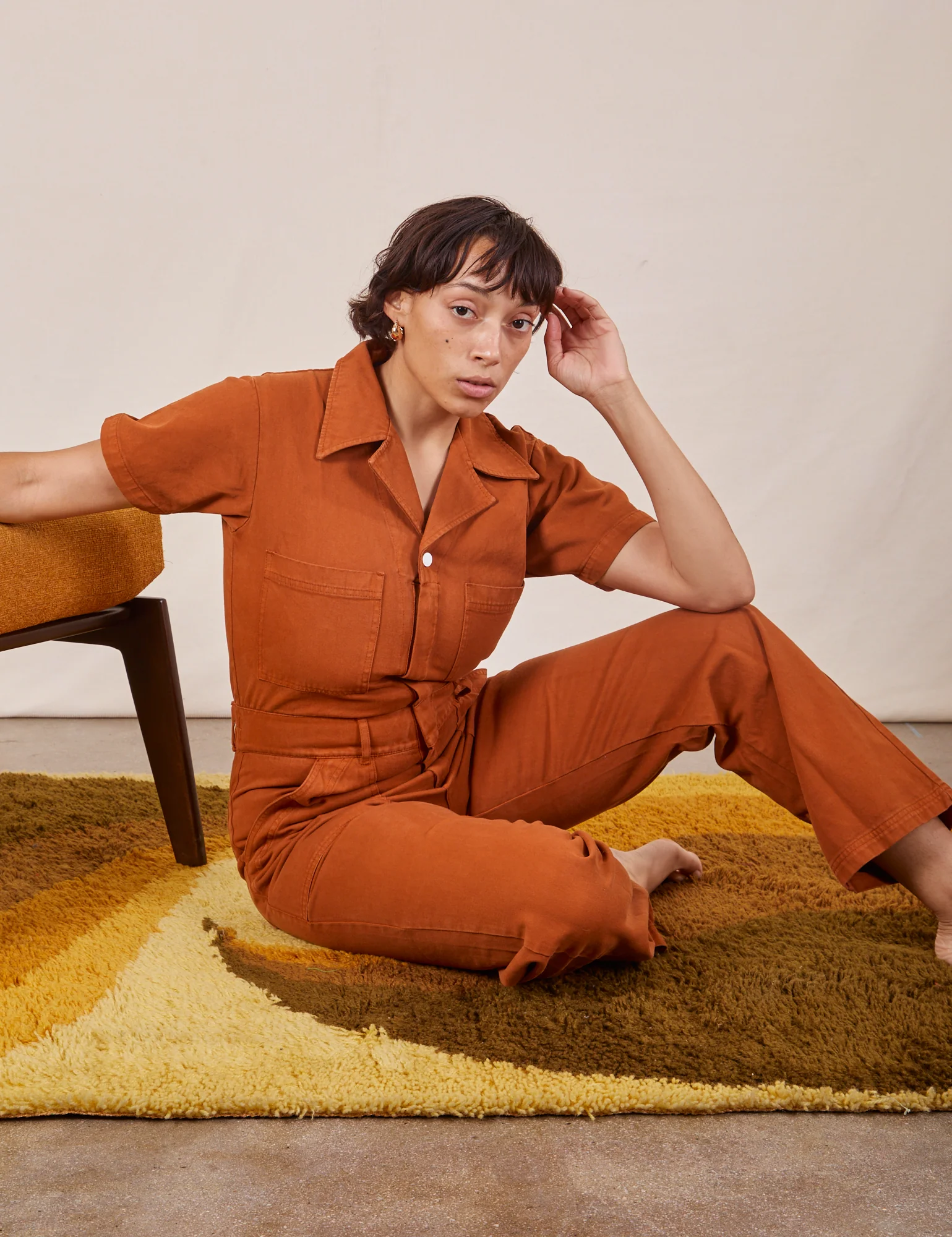 Short Sleeve Jumpsuit - Burnt Terracotta *FINAL SALE* - Image 31