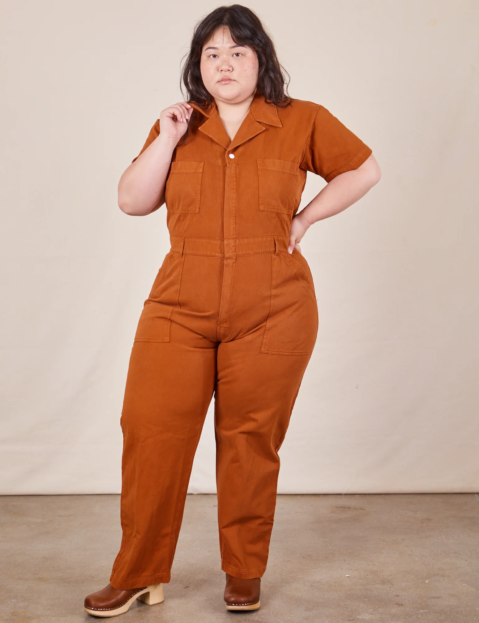 Short Sleeve Jumpsuit - Burnt Terracotta *FINAL SALE* - Image 32