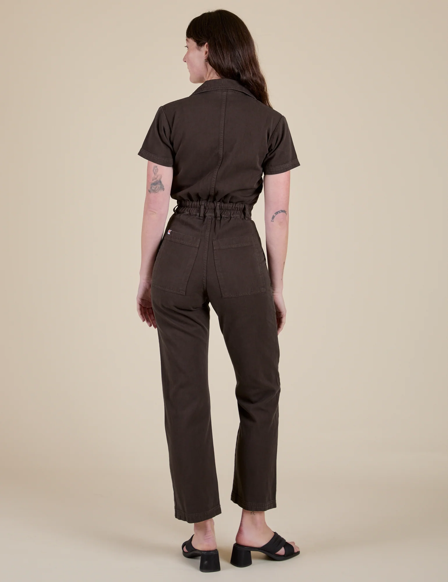 Short Sleeve Jumpsuit - Espresso Brown - Image 20