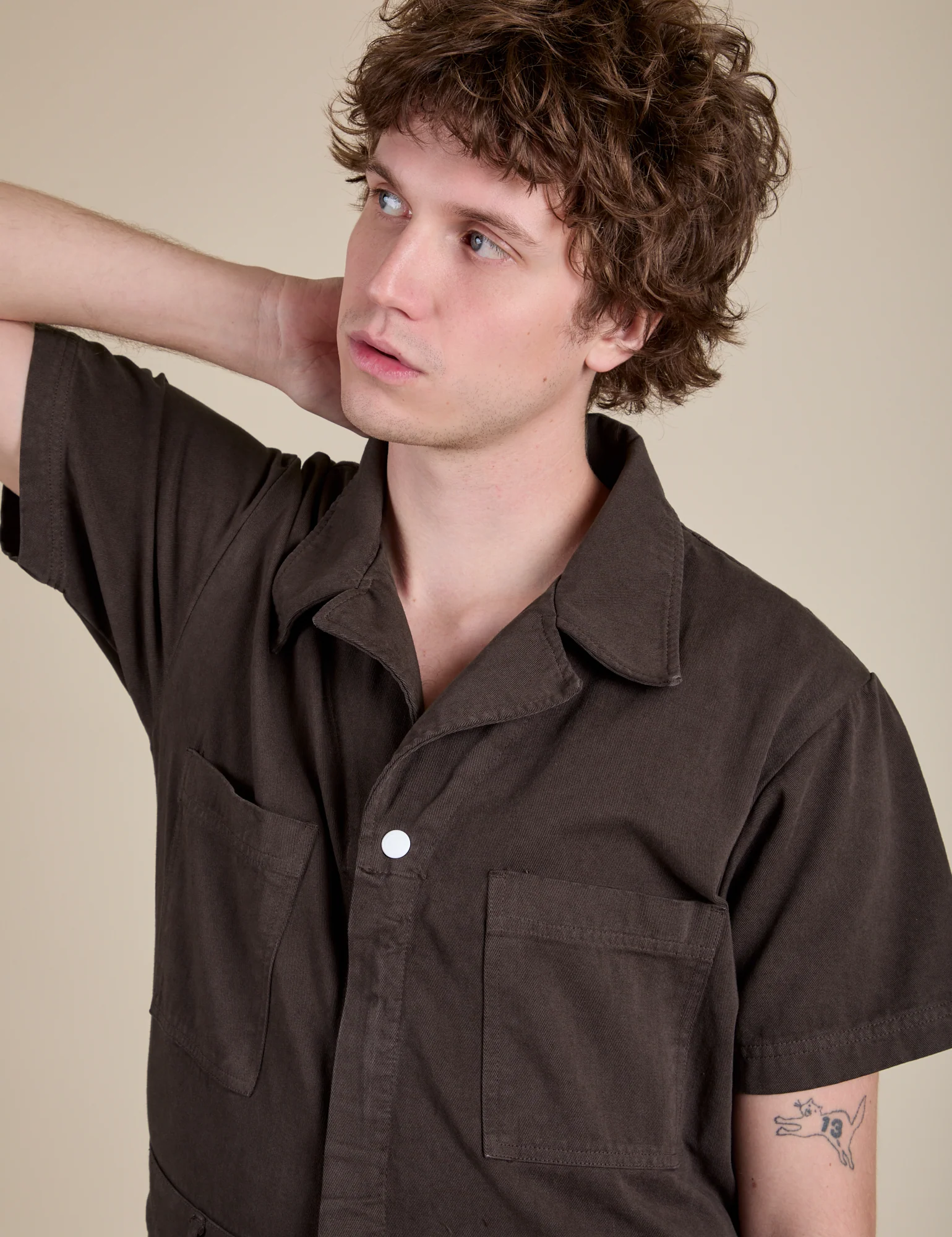 Short Sleeve Jumpsuit - Espresso Brown - Image 8