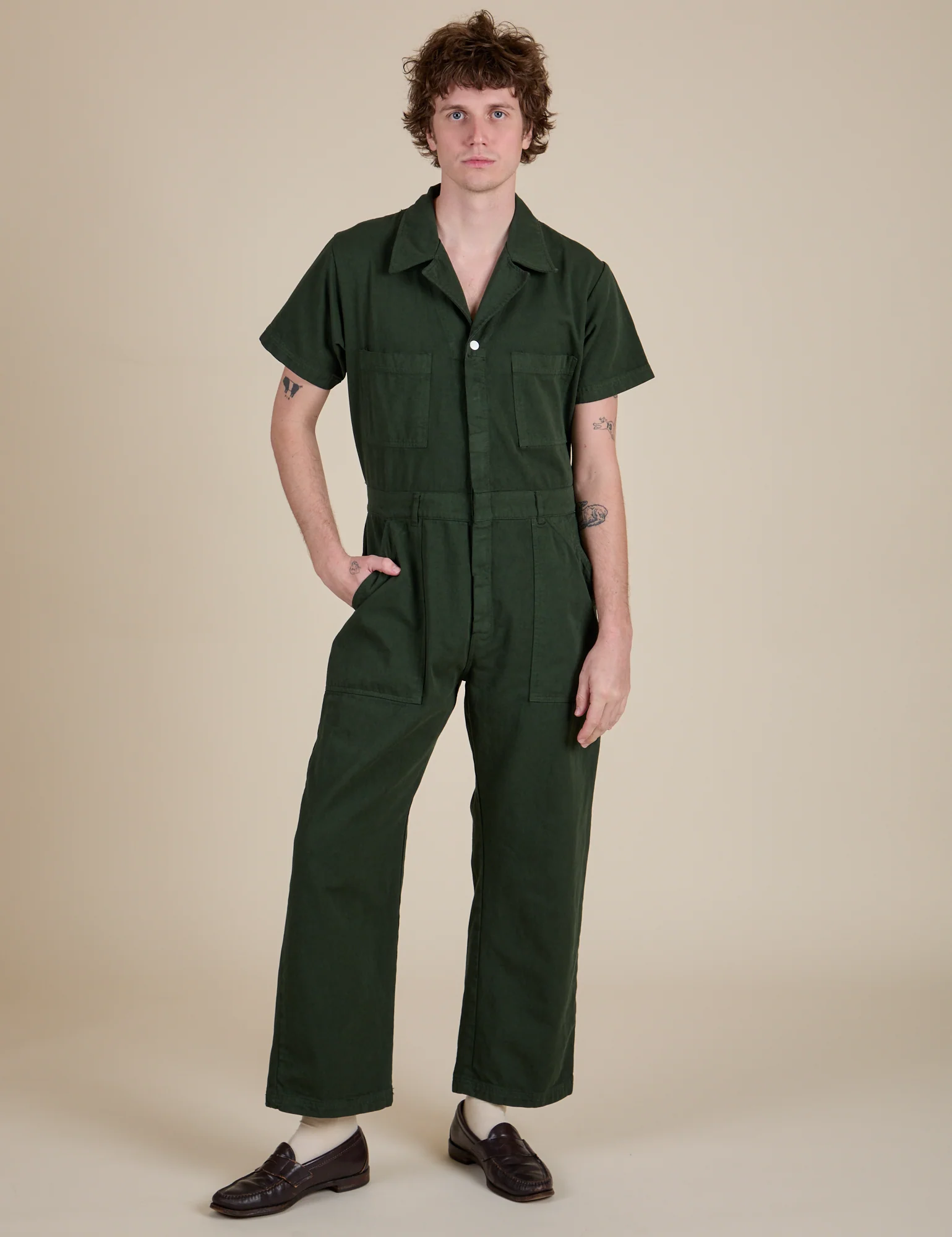 Short Sleeve Jumpsuit - Swamp Green - Image 10
