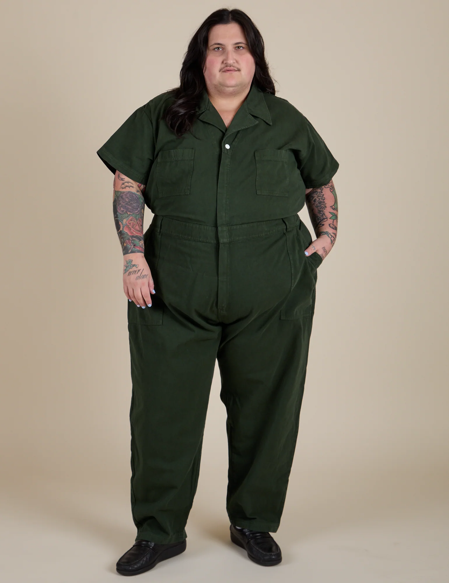 Short Sleeve Jumpsuit - Swamp Green - Image 23