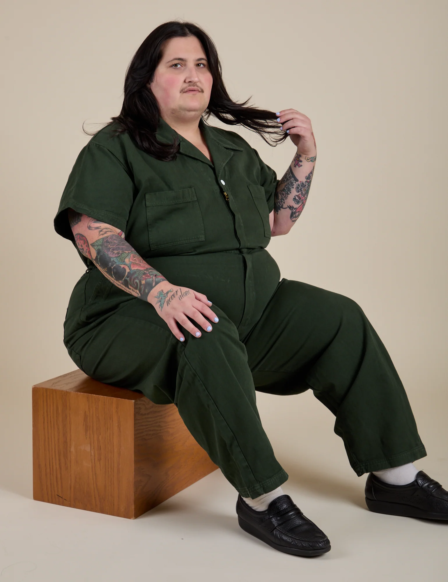 Short Sleeve Jumpsuit - Swamp Green - Image 28