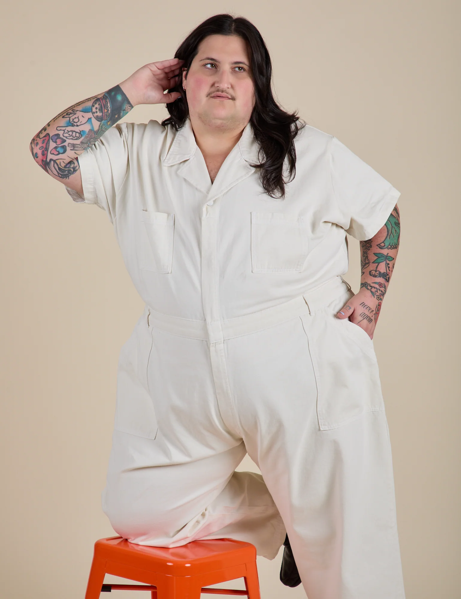 Short Sleeve Jumpsuit - Vintage Tee White - Image 16
